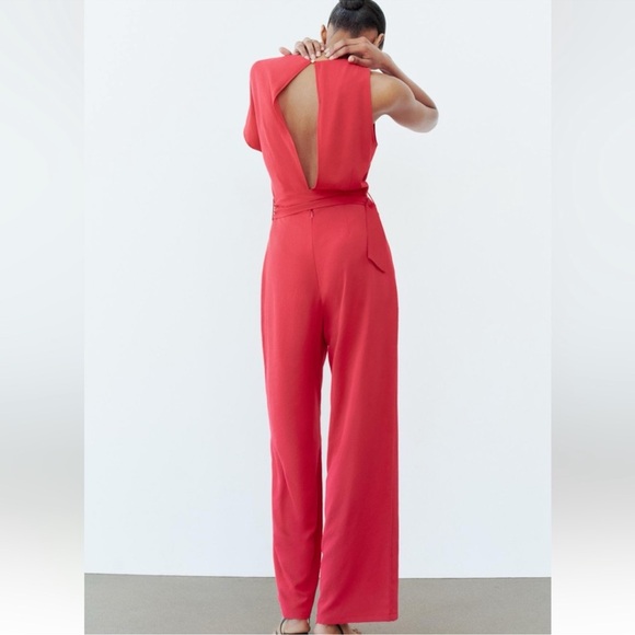 ZARA ASYMMETRIC CREPE BUCKLE JUMPSUIT - Picture 11 of 15
